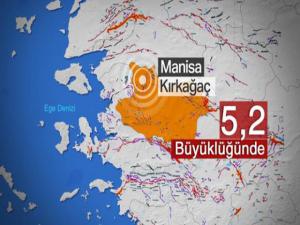 Manisada 5.2 büyüklüğünde deprem